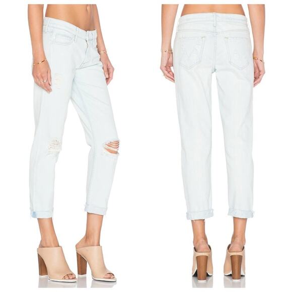 MOTHER The Dropout Fray in Get Blondie Light Wash Straight Leg Jean Size 26 - Picture 4 of 11